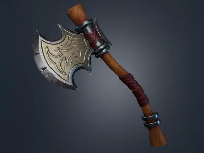 Stylized Axe Low-poly 3D model 16
