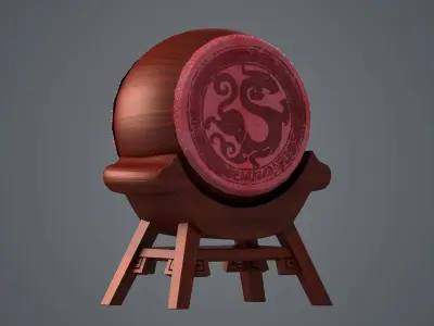 War Drum military drum Shengtang drum gongs 3D model