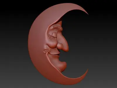 Antique moon crescent face Charm Pendant Necklace Jewelry 3D print model