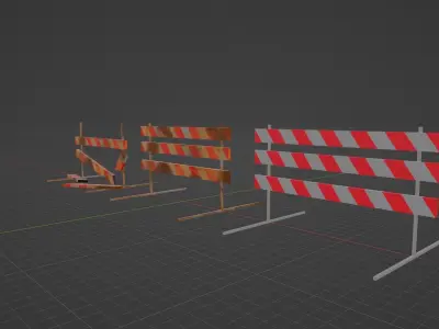 Simple Barricade 1 with 3 levels of Decay Low-poly 3D model