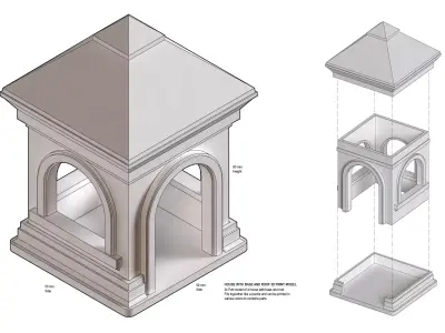 House with roof and base Multipart Assembly toy 3-4 hour print 3D print model