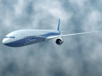 Boeing 777-300 ER airliner Low-poly 3D model