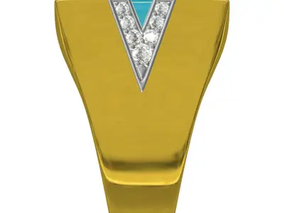 Antique Aquamarine Emerald and Ruby Princess Stone Cocktail Ring 3D print model
