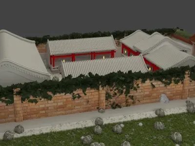 Chinese ancient courtyard house  3D model buy