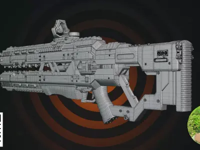 Sci-Fi Futuristic Heavy Railgun 3D model
