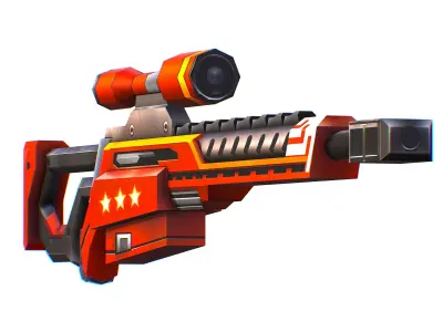 LowPoly Cartoon Sci-Fi Sniper Rifle Future Low-poly 3D model 4