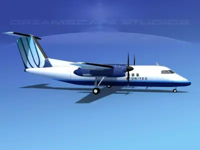 Dehaviland DHC-8 100 United Airlines 3D model