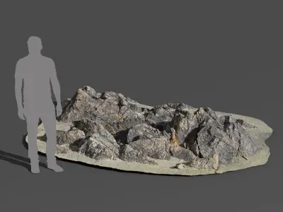  Large Dark Jagged Beach Rock Model 