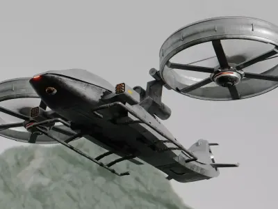 Red Finch Flying Combat System - Sci-fi Aircraft Low-poly 3D model