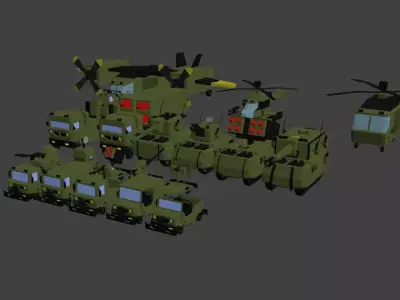 Square-Army Low-poly 3D model