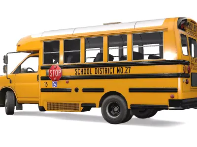 Mini School Bus 2021  Low-poly 3D model