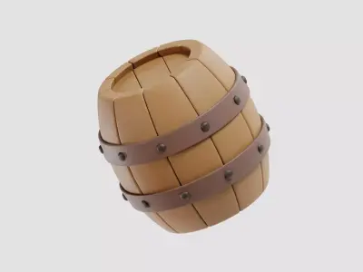 Wooden oil Barrel Low-poly 3D model