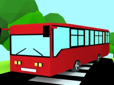 Cartoon Bus  Low-poly 3D model purchase