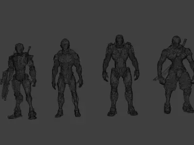 Cyberpunk Synthetic Operatives LowPoly Low-poly 3D model