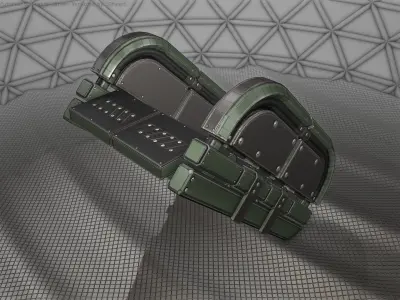 Sci-Fi Stairs - 31 - Green Version Low-poly 3D model