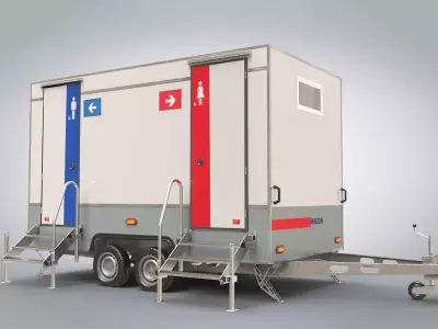 Portable WC Trailer-VIP Low-poly 3D model