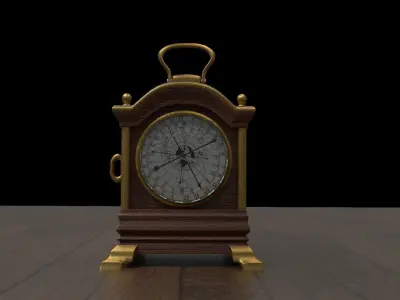 clock antique on wooden table Low-poly 3D model