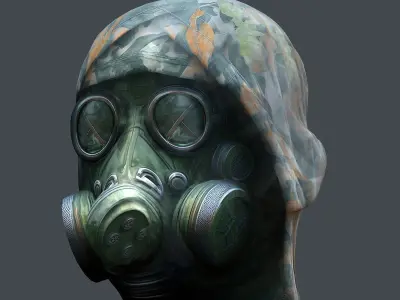 Gas mask helmet 3d model military combat fantasy cyborg Low-poly Low-poly 3D model