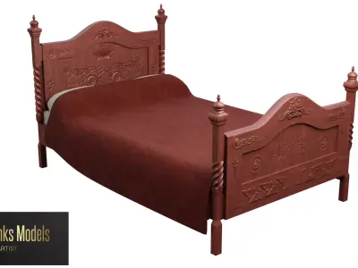 Fancy Bed Low-poly 3D model