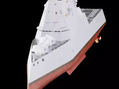 US NAVY USS Zumwalt DDG-1000 destroyer Low-poly 3D model