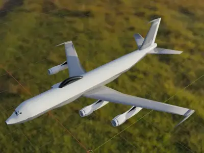 Fictional Quad Engine 1950s ELINT E-6 Inspired Low-poly 3D model