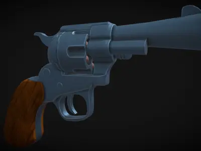 Stylized Revolver Low-poly 3D model