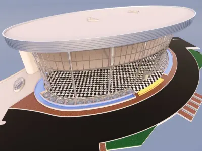 Oval Showroom steel structure in Revit 3D model