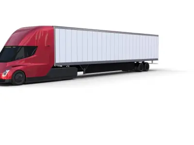 Tesla Truck Red w trailer 3D model
