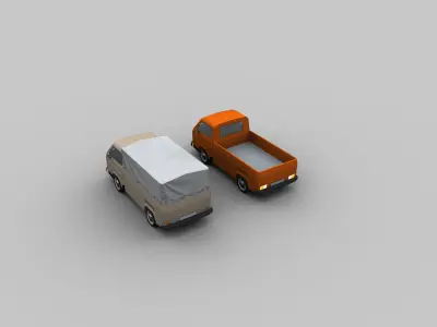 Old Pickup with interior Low-poly 3D model