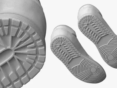 High Top Retro Sports Sneakers White 3D model purchase