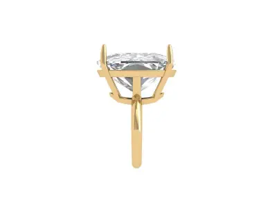 Cushion Solitaire Ring 3D print model 5