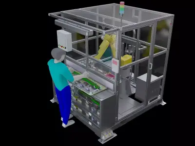Guide rail oiling station for sunroof assembly line 3D model