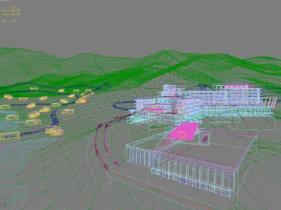 Architecture resort in mountains 3D model