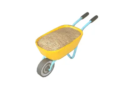 Cartoon Wheelbarrow v3 001 Low-poly 3D model