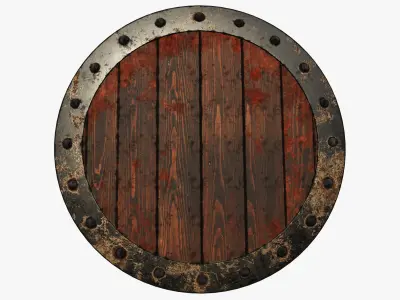 Wooden shield Low-poly 3D model 12
