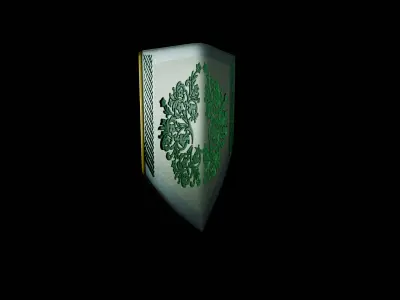 Unique Green Patterned Shield Low-poly 3D model