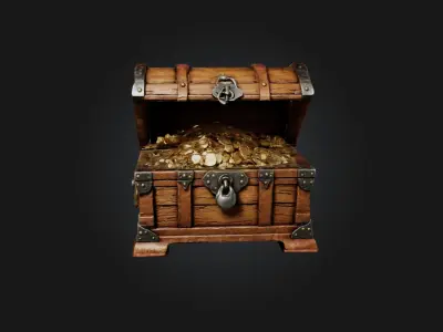 Realistic Treasure Chest Model Low-poly 3D model