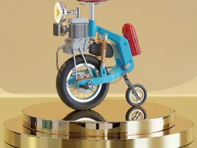 Retro Bike Model 3D model