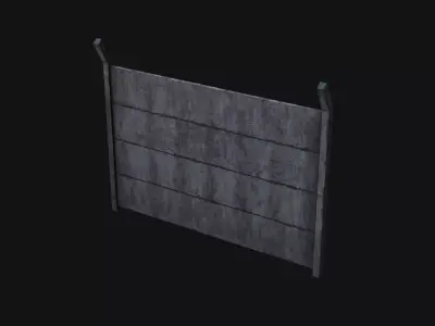 Concrete Fence Low-poly 3D model