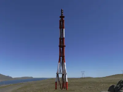 Industrial Flare Stack Low-poly 3D model