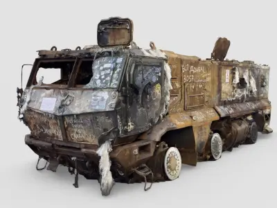 destroyed russian KAMAZ-63968 Typhoon-K MRAP 3D model purchase