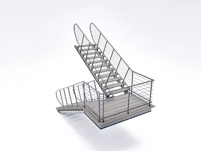 Industrial Metal Stair 01 Low-poly 3D model