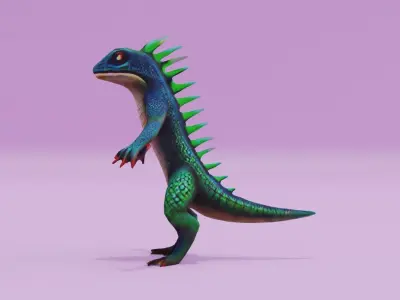 Lizard Character A-pose Free low-poly 3D model