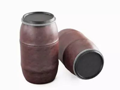 Dirty Plastic Barrel 02 Low-poly 3D model