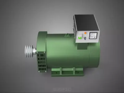 ELECTRICAL GENERATOR MOTOR ALTERNATOR DYNAMO TERMINAL BOX PULLEY 3D model
