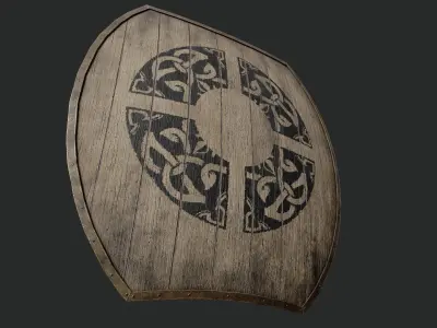 Slavic hybrid shield-painted ring rune symbol Low-poly 3D model