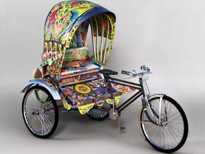 Rickshaw  three-wheeler  3D model