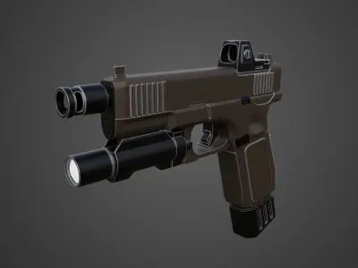 Glock gun Low-poly 3D model order