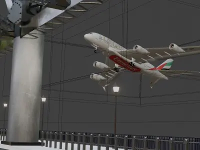 Emirates Airbus Scene Free low-poly 3D model