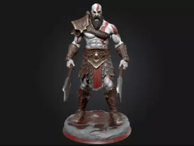Kratos 3D Printable Statue God of War  3D print model